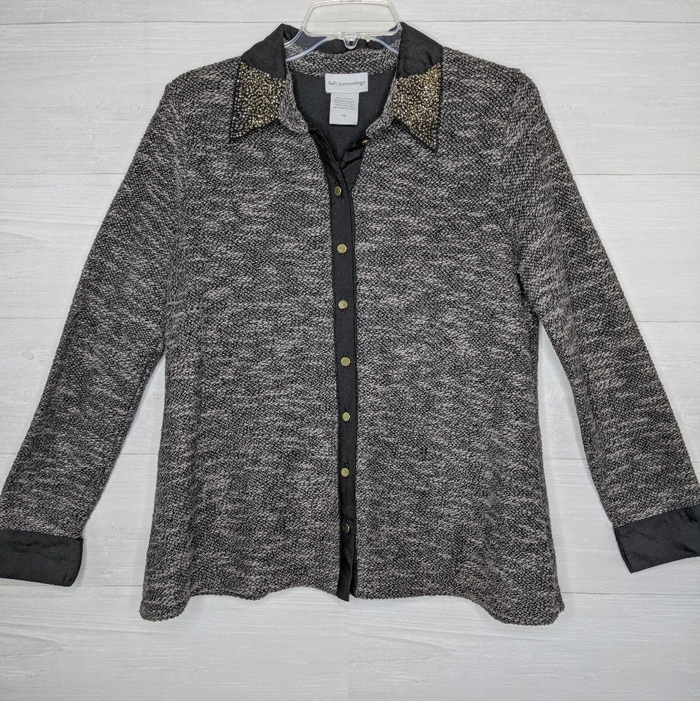 Soft Surroundings beaded button down shirt